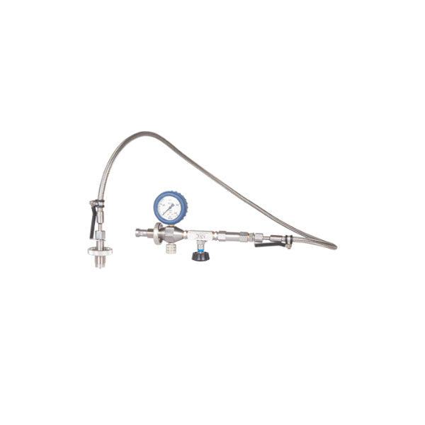 Überström-Schlauch 1,5 Meter | mit Analogem Manometer und DIN G5/8″ Anschluss