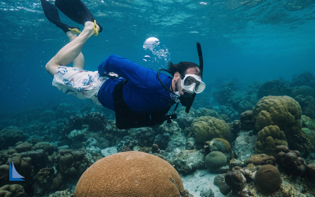 a man using sailair to do underwater task