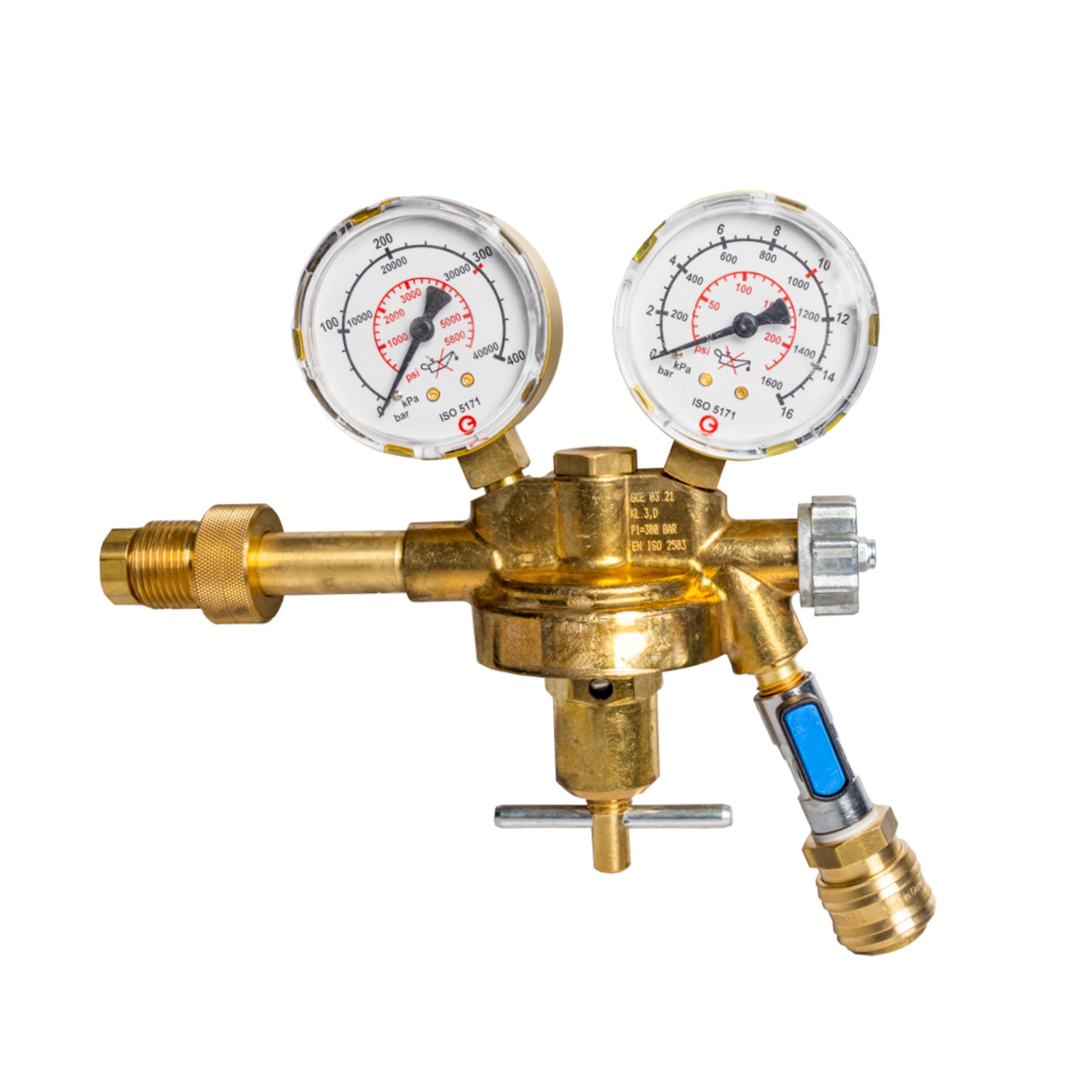 Pressure Reducer G5/8 300 bar | 0–10 bar with NW 7.2 Connection and Ball Valve