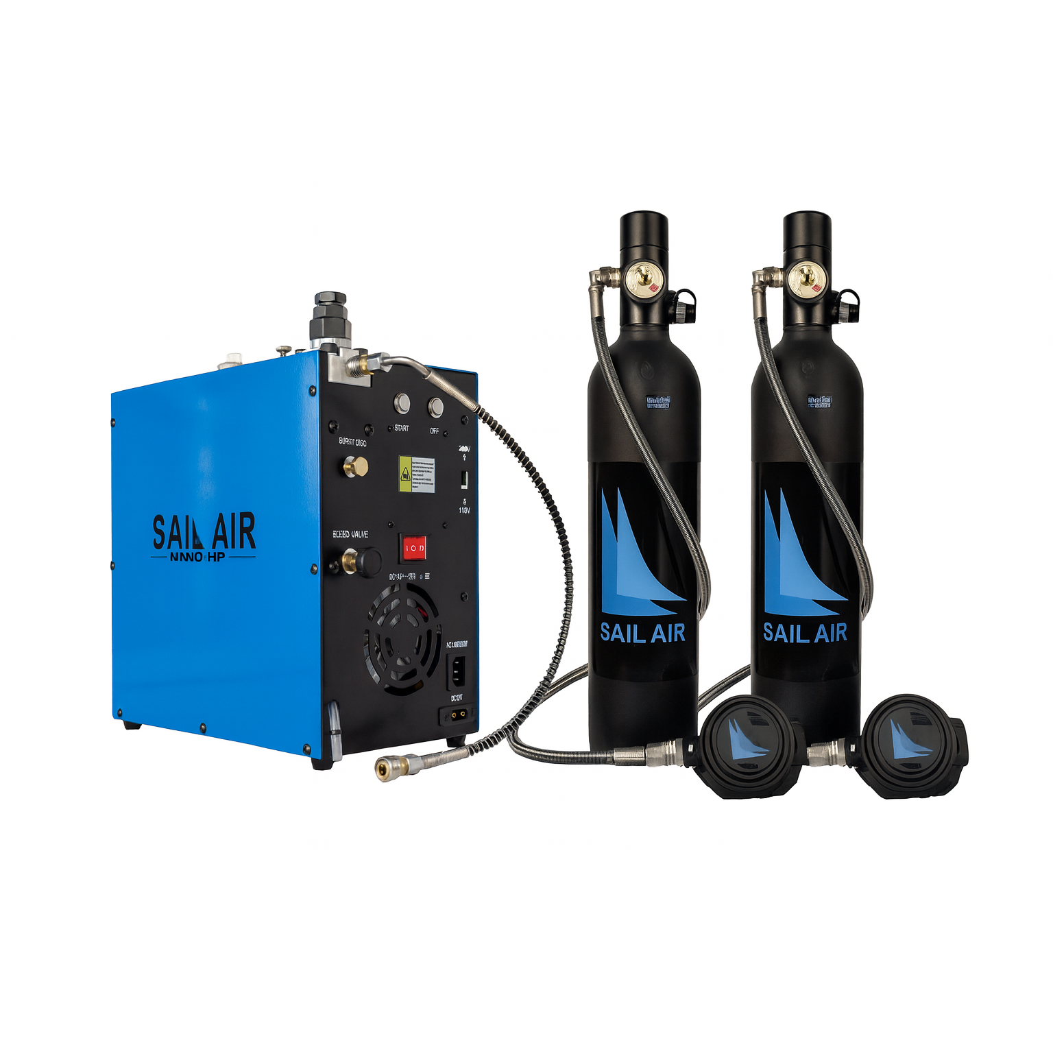 SailAir Buddy Bundle — Nano HP Compressor + 2× SailAir Set Solo (1 L)