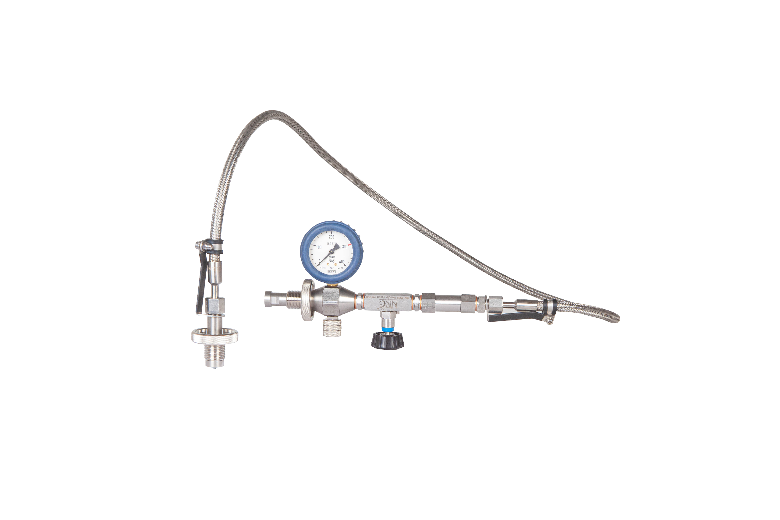 Überström-Schlauch 1,65 Meter | mit Analogem Manometer und DIN G5/8″ Anschluss