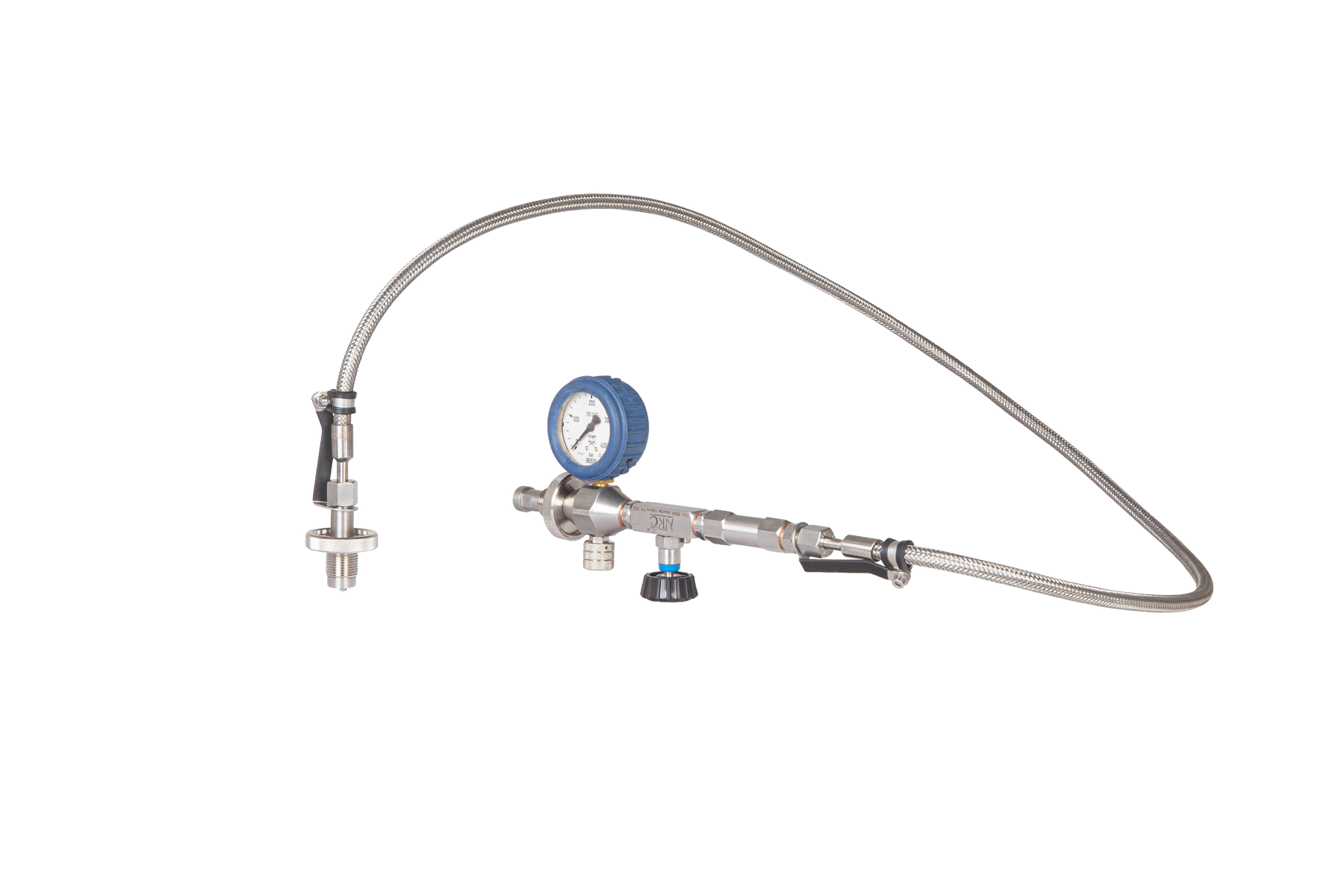 Overflow hose 1.65 meters | with analogue pressure gauge and DIN G5/8″ connection